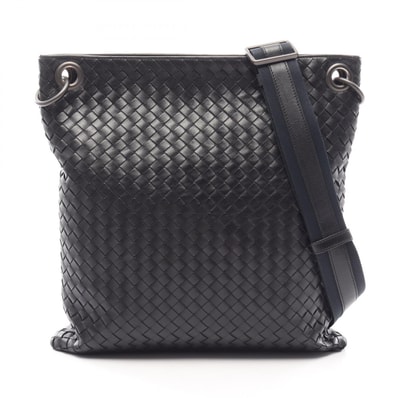 ボッテガヴェネタ BOTTEGA VENETA イントレチャート ショルダーバッグ バッグ レザー メンズ レディース ブラック系 / ネイビー系 【中古】