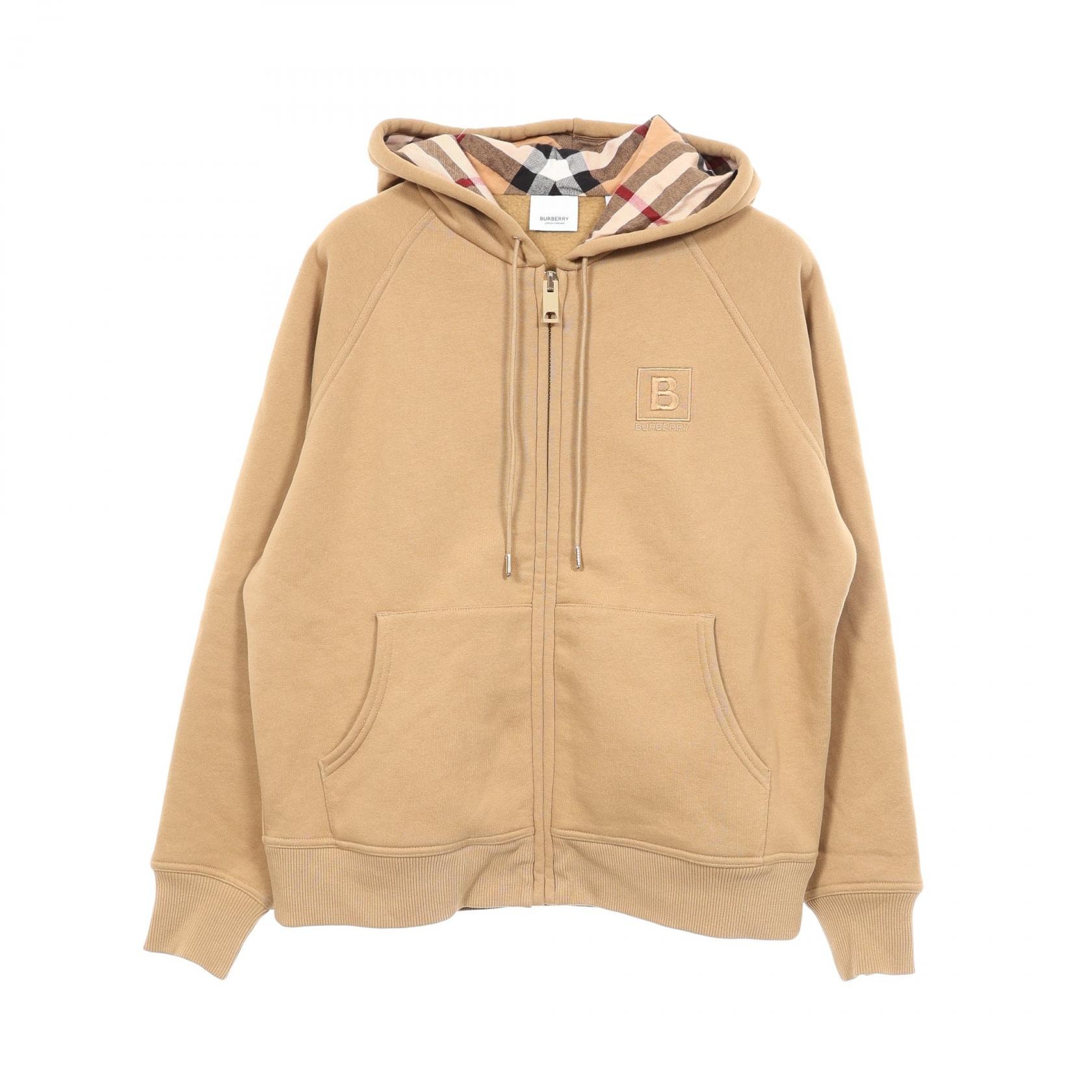 バーバリー BURBERRY ロゴ刺繍 パーカー 衣料品 トップス コットン レディース ベージュ系 【中古】