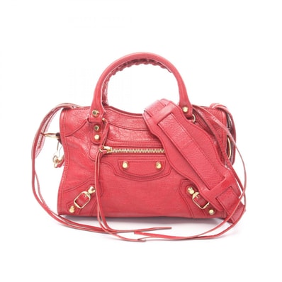 バレンシアガ BALENCIAGA クラシック ミニシティ ハンドバッグ バッグ レザー レディース レッド系 300295 【中古】