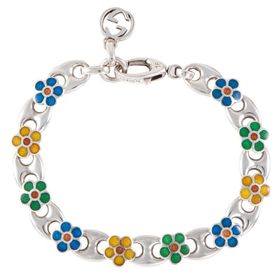 GUCCI グッチ フラワー ブレスレット シルバー マルチカラー【中古】