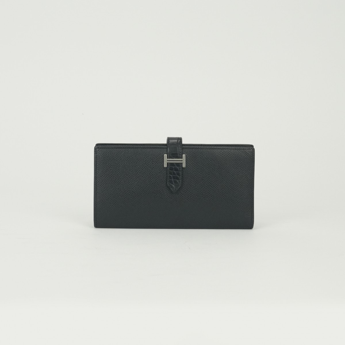 エルメス HERMES ベアンスフレタッチ ベアン スフレ タッチ 財布 長財布 ロングウォレット エプソン アリゲーターマット ノワール Noir ブラック Black 黒 シルバー金具 ヴォーエプソン