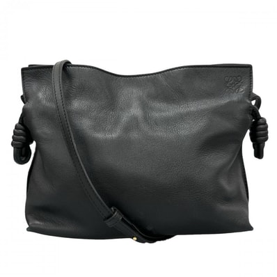 LOEWE ロエベ 2WAY アナグラムロゴ フラメンコクラッチミニ ショルダーバッグ クラッチバッグ 斜め掛け レザー ブラック 黒 ゴールド金具 レディース【中古品】