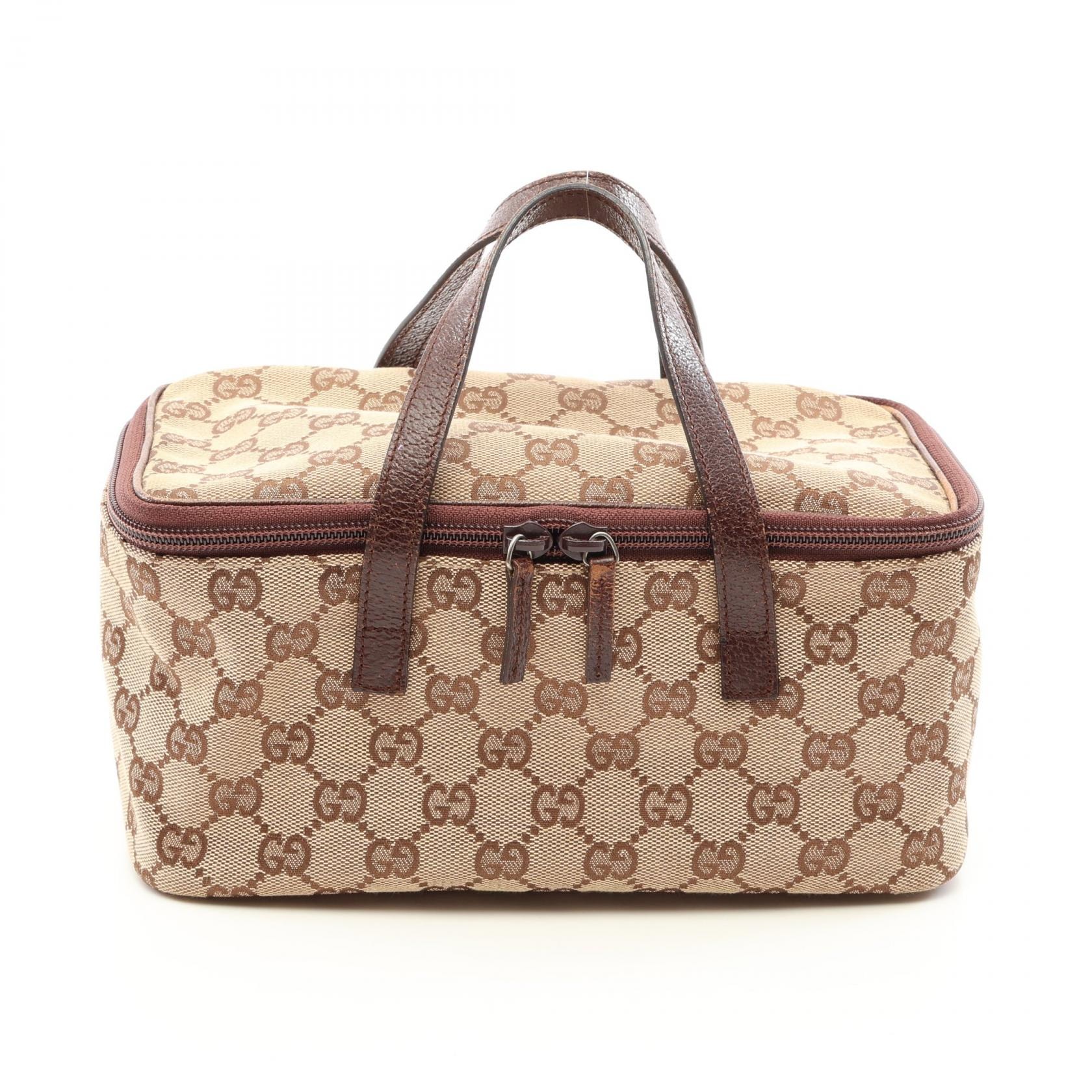 グッチ GUCCI GGキャンバス ハンドバッグ バッグ キャンバス レザー レディース ベージュ系 / ブラウン系 124540 【中古】