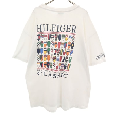 TOMMY HILFIGER トミーヒルフィガー 90s USA製 オールド バックプリント 半袖 Tシャツ L ホワイト