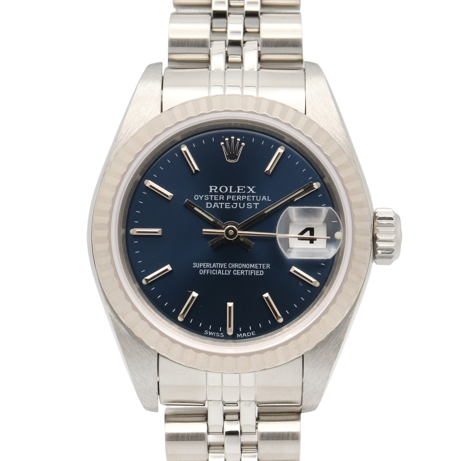 ロレックス ROLEX デイトジャスト F番 腕時計 時計 K18WG(ホワイトゴールド) ステンレススチール レディース ブルー系 バー 79174 【中古】