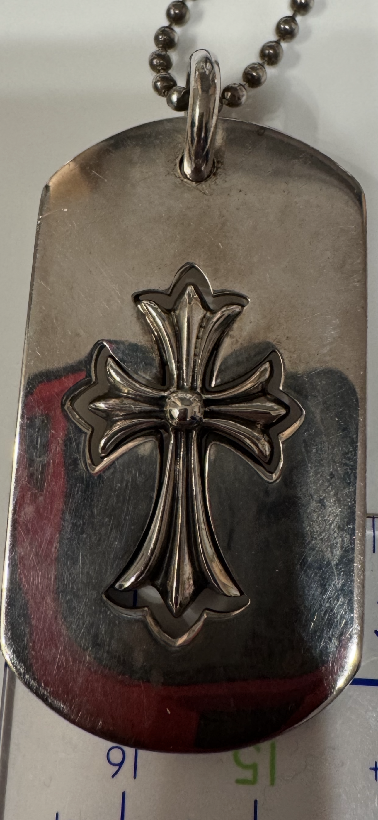 Chrome Hearts Tiny CH Cross Cut Out Large Dog Tag "Silver"