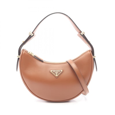 プラダ PRADA アーケ スモール 2WAY ハンドバッグ バッグ レザー レディース ブラウン系 1BC194 【中古】