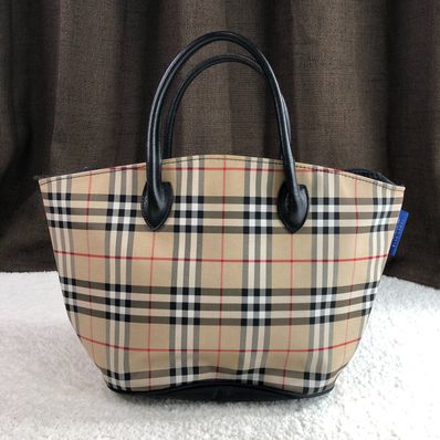 バーバリー ナイロンチェックトートバッグ