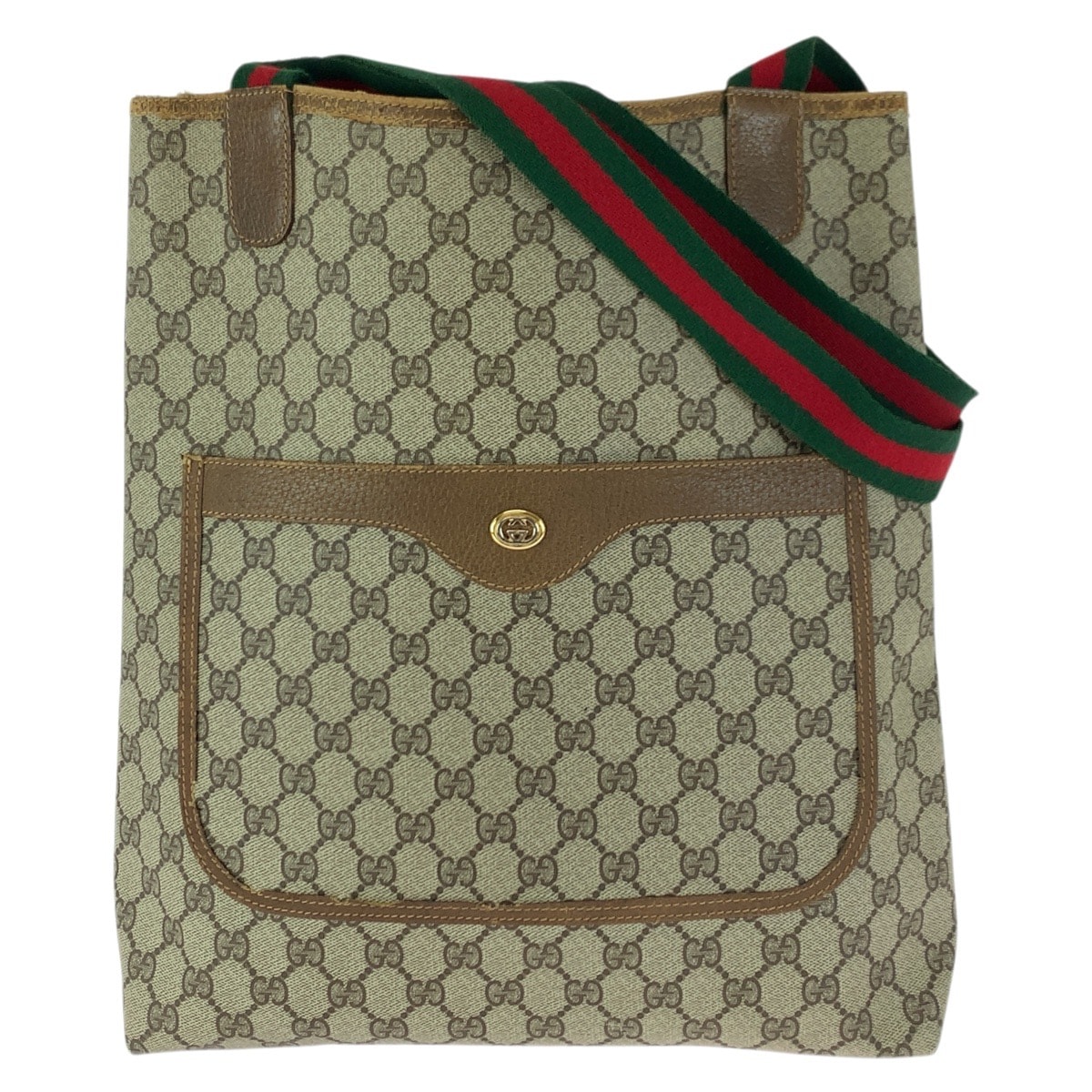 GUCCI グッチ ヴィンテージ シェリーライン オールドグッチ ベージュ ブラウン GGスプリームキャンバス レザー/ トートバッグ ショルダーバッグ 601643 【中古】