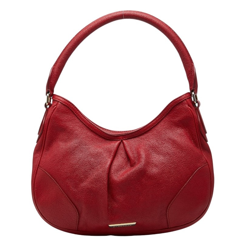 バーバリー ワンショルダーバッグ ホーボーバッグ レッド レザー レディース BURBERRY 【中古】