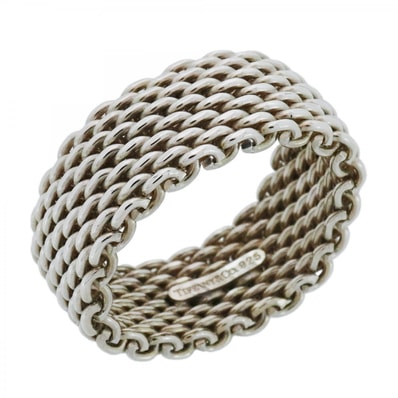 【6jdb0381-k】ティファニー リング サマセット/メッシュ シルバー925 15.5号【中古】メンズ レディース ユニセックス