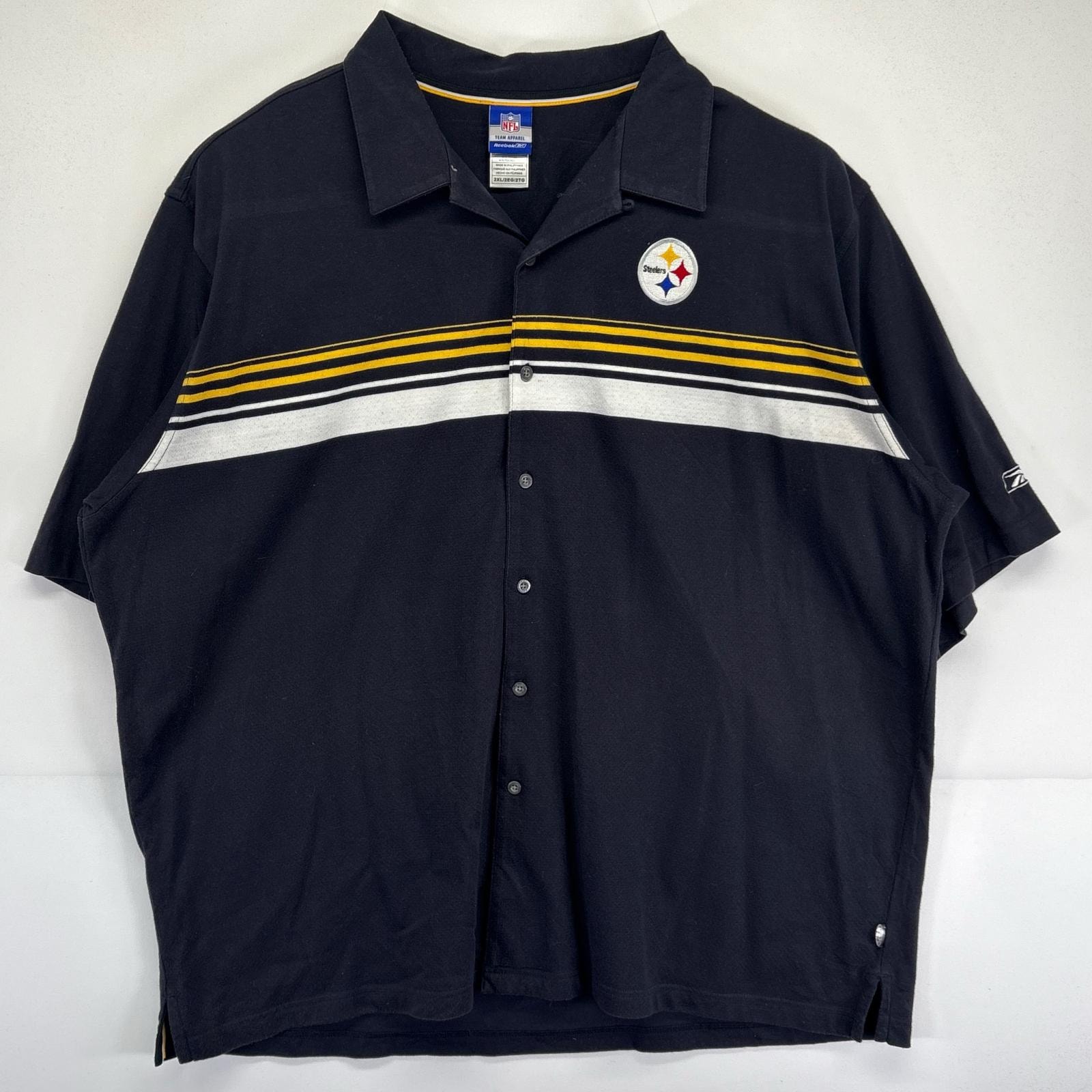 古着 リーボック Reebok 半袖シャツ 大きいサイズ NFL スティラーズ 刺繍ロゴ スポーツ 2XL マルチカラー メンズ