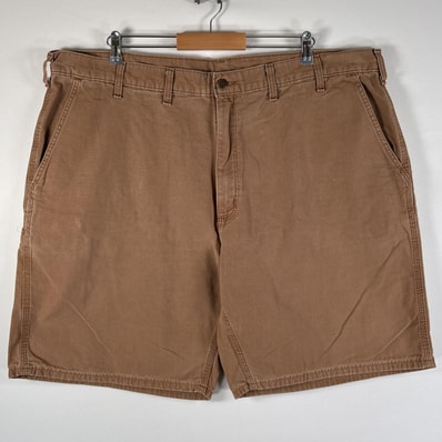 古着 カーハート Carhartt ダック ショートパンツ 大きいサイズ ワークショーツ ワンポイントロゴ ハーフパンツ w46 ブラウン系 メンズ