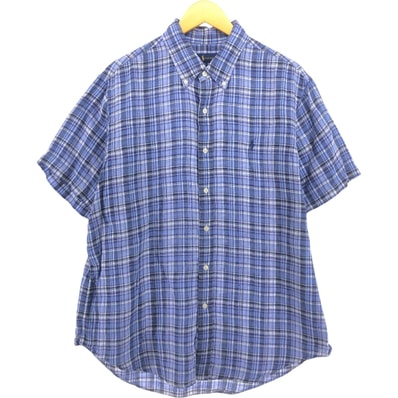 古着 ラルフローレン Ralph Lauren 半袖 リネン ボタンダウンシャツ メンズXL相当/eaa539340