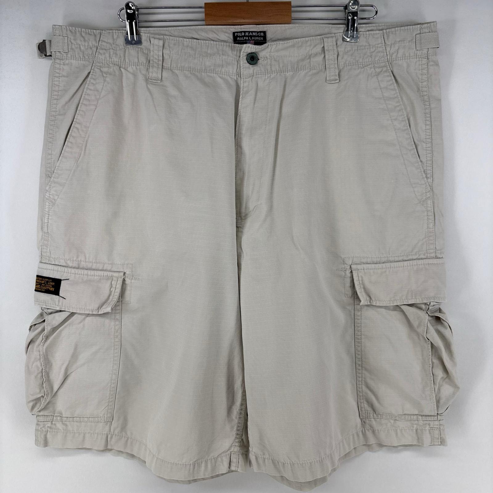 古着 ポロジーンズ POLO JEANS ショートパンツ チノパン リップストップ カーゴパンツ 大きい ラルフローレン w40 アイボリー メンズ