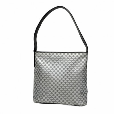 ★SALE【6fa0471】セリーヌ ショルダーバッグ マカダム エナメル シルバー ブラック シルバー金具【中古】レディース