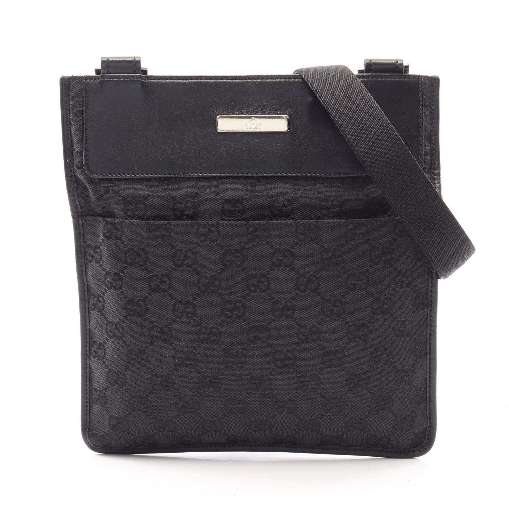 グッチ GUCCI GGキャンバス ショルダーバッグ バッグ キャンバス レザー レディース ブラック系 27639 【中古】