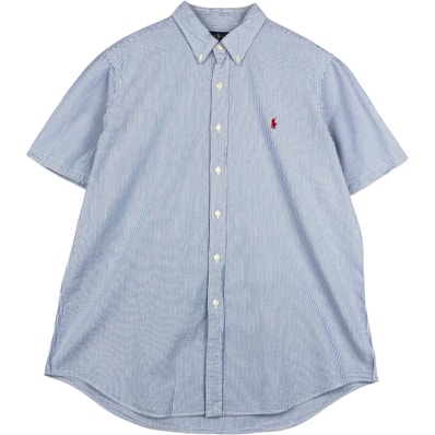 古着 ラルフローレン Ralph Lauren シアサッカー 半袖 ボタンダウン ストライプシャツ メンズXL相当/eaa623568
