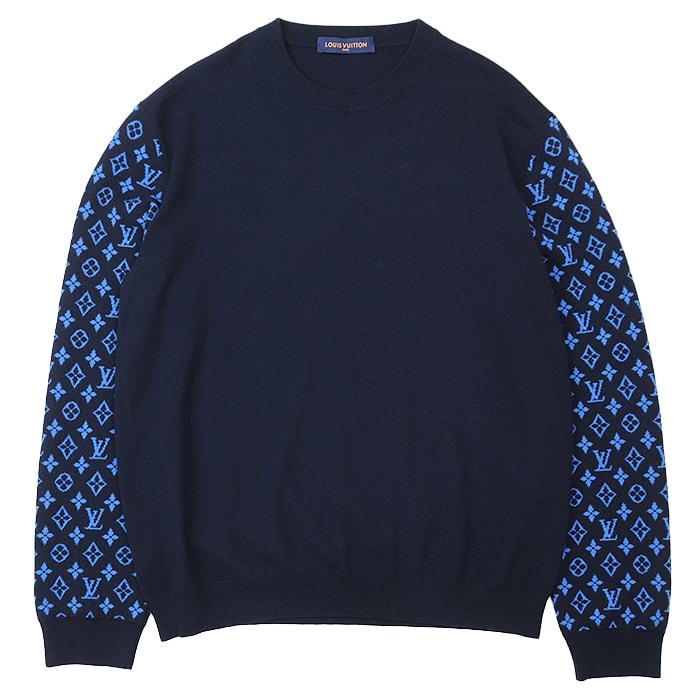 ルイ・ヴィトン 2023SS ニット カシミヤブレンド モノグラム セーター メンズ ネイビー ブルー XXL LOUIS VUITTON