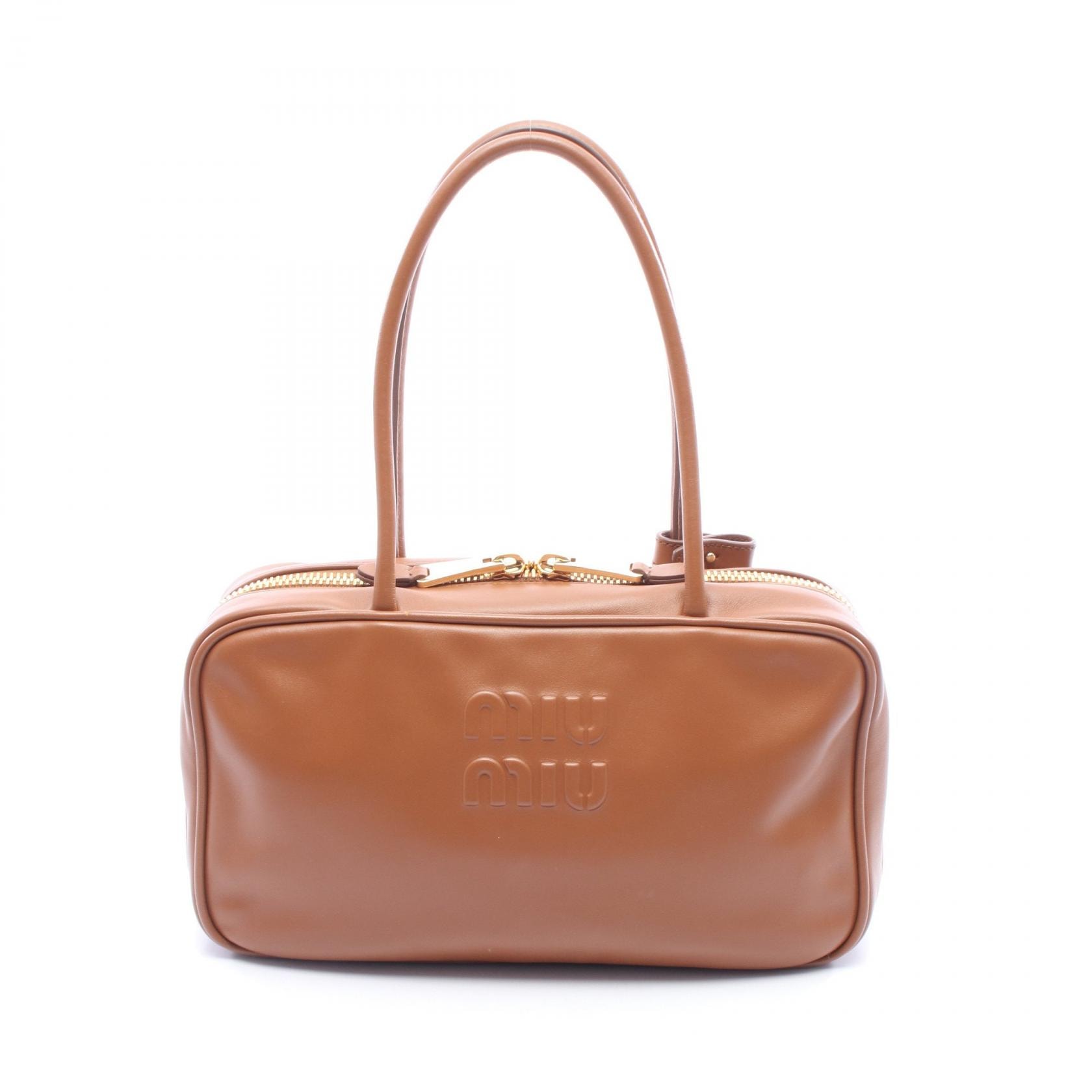 ミュウ ミュウ Miu Miu ボー バッグ ミディアム ショルダーバッグ バッグ レザー レディース ブラウン系 5BB172 【中古】
