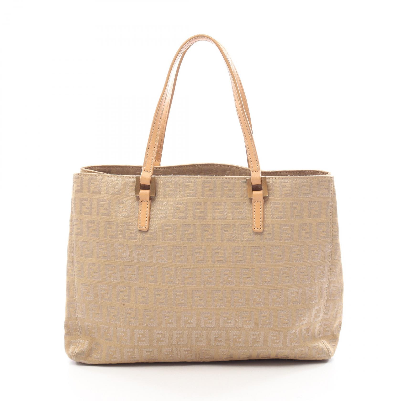 フェンディ FENDI ズッキーノ ハンドバッグ バッグ キャンバス レザー レディース ベージュ系 【中古】