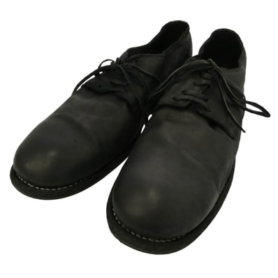 GUIDI グイディ 992 BABY CALF FULL GRAIN プレーントゥ シューズ Vibramラバー裏張り加工 ブラック系 42【極上美品】【中古】
