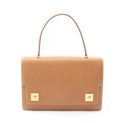 エルメス HERMES ピアノ ハンドバッグ バッグ レザー クシュベル クシュベル ゴールド ○P刻印(1986年製造) レディース ブラウン系 【中古】