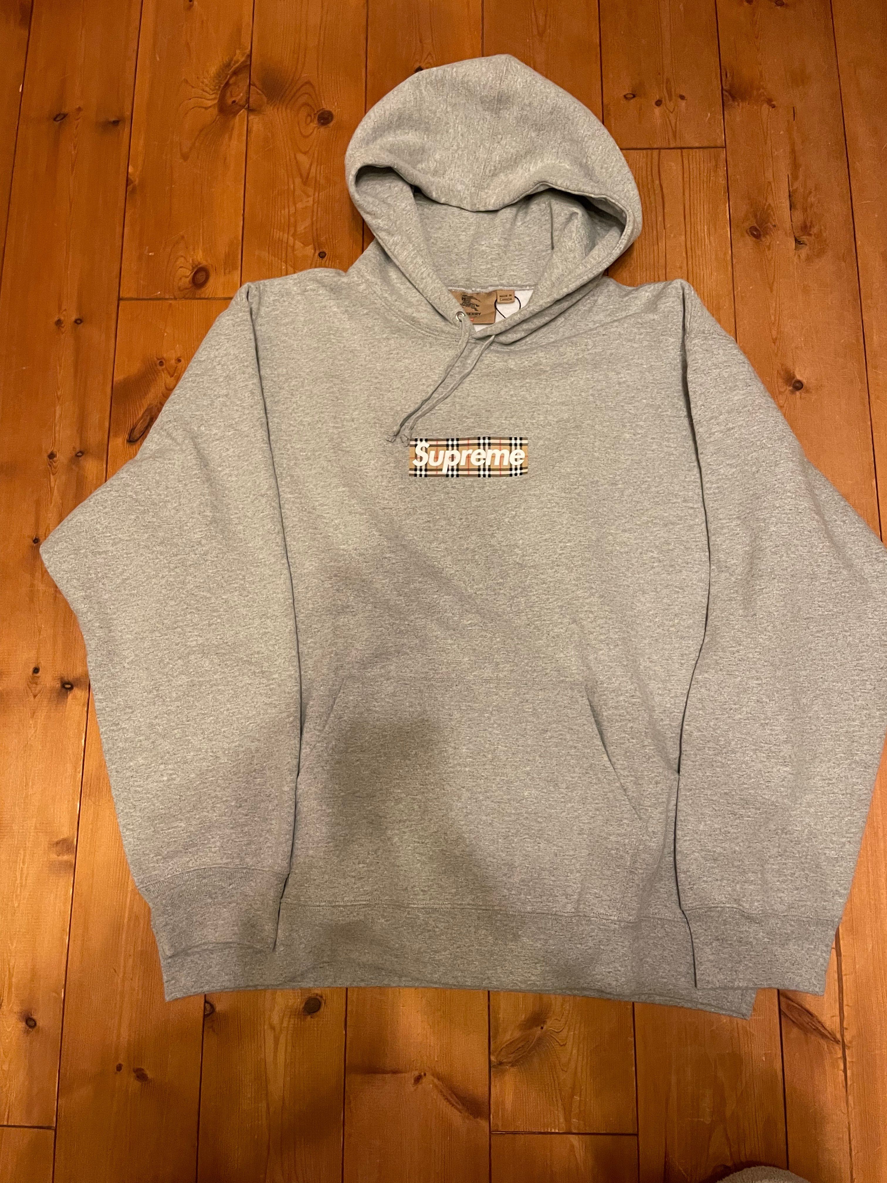 Supreme / Burberry Box Logo Hooded Sweatshirt "Heather Grey"