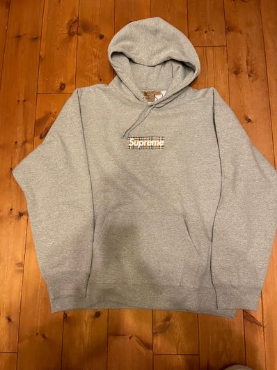 Supreme / Burberry Box Logo Hooded Sweatshirt "Heather Grey"