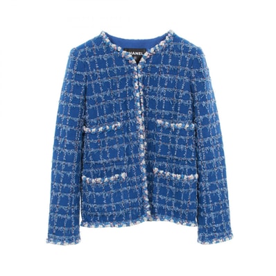 シャネル CHANEL ココマークボタン ツイード 衣料品 アウター コットン レディース ブルー系 P73947 V65556 【中古】