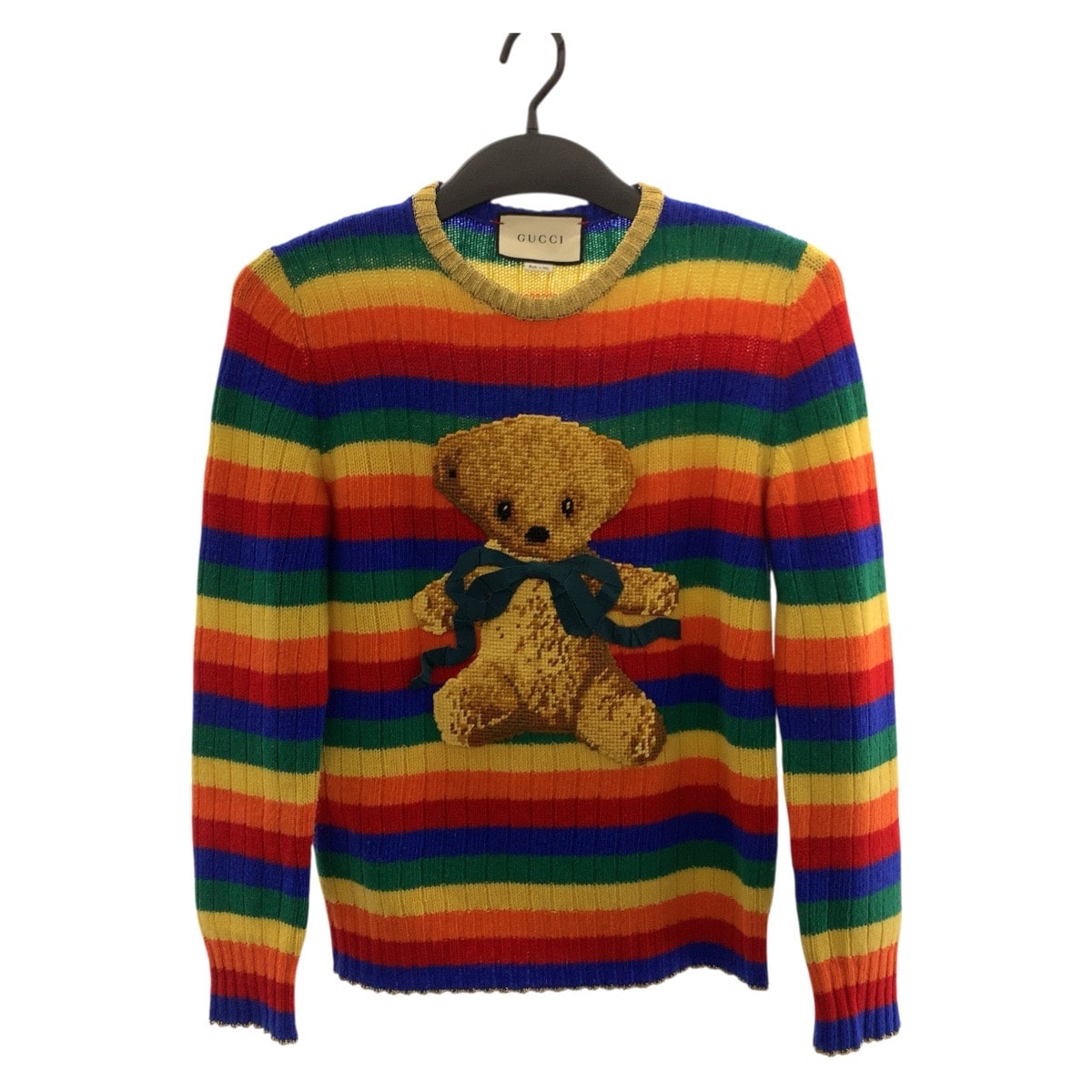美品 GUCCI グッチ テディベア レインボー サイズM マルチカラー ウール カシミヤ/ ニット カットソー セーター 603099 【中古】