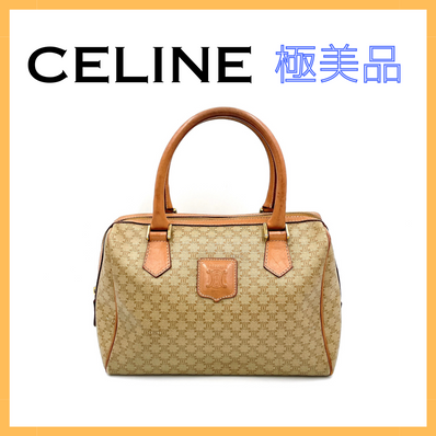 セリーヌ マカダム柄 ハンドバッグ レディース フォーマル レザー ベージュ 鞄