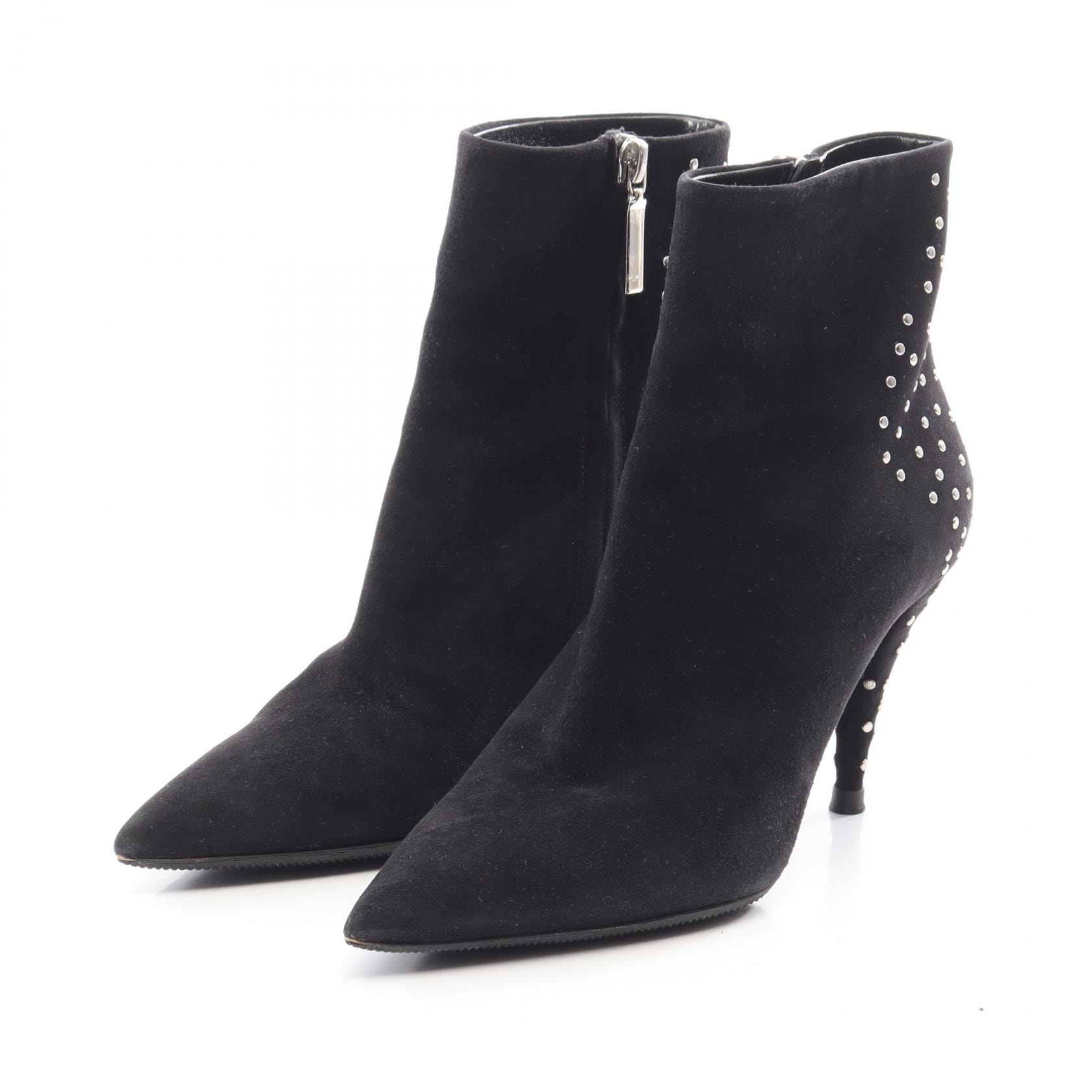 サンローランパリ SAINT LAURENT PARIS スタッズ アンクル ブーツ 靴 スウェード レディース ブラック系 【中古】