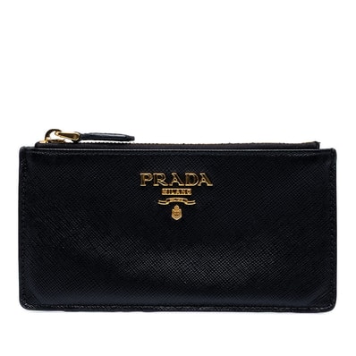 プラダ サフィアーノ フラグメントケース コインケース 1MC054 ブラック レザー レディース PRADA 中古