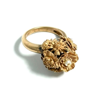 【11.5号・希少】ディオール レディース フラワー リング ピンクゴールド色