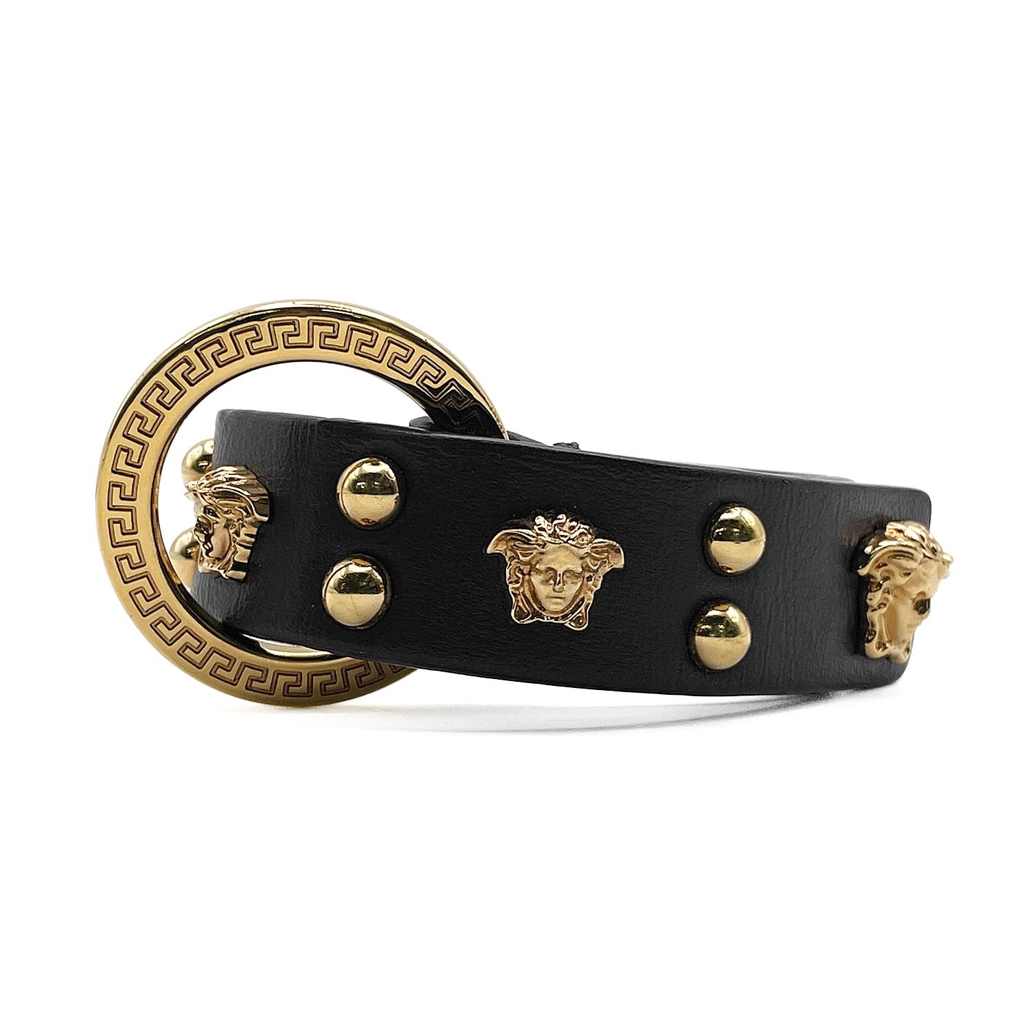 VERSACE ヴェルサーチ メドゥーサ ブレスレット
レザー メタル ブラック レディース
【中古】
