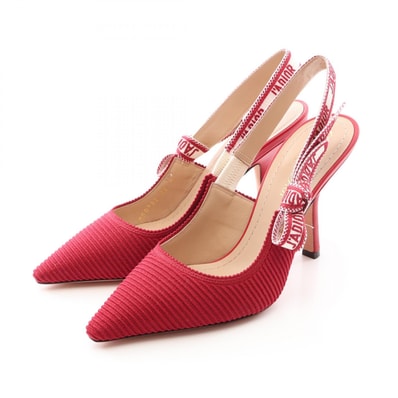 ディオール Dior J'ADIOR スリングバック パンプス 靴 ファブリック レディース レッド系 / ホワイト系 【中古】