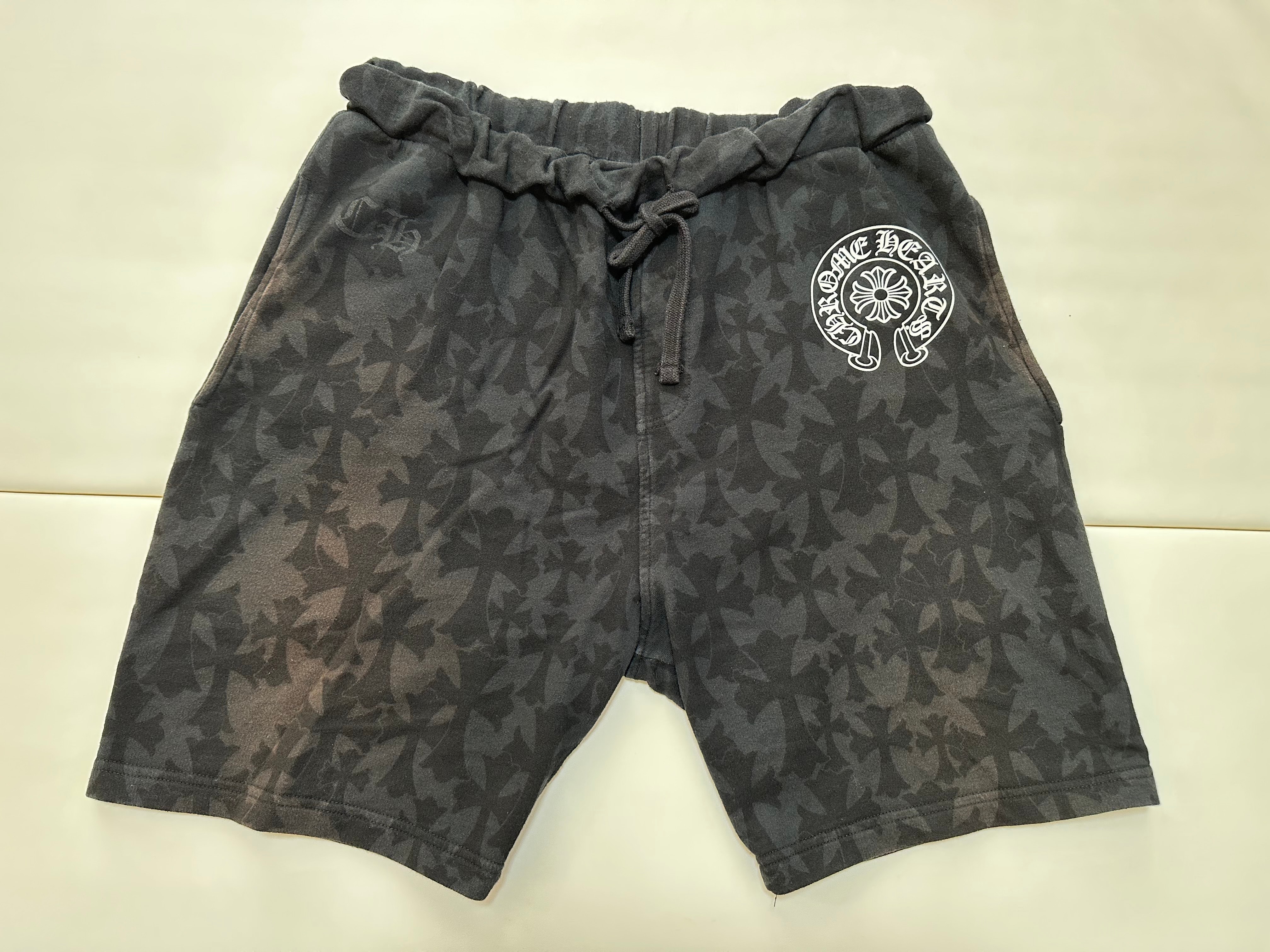 Chrome Hearts Cemetery Cross All Over Print Sweat Shorts "Black"