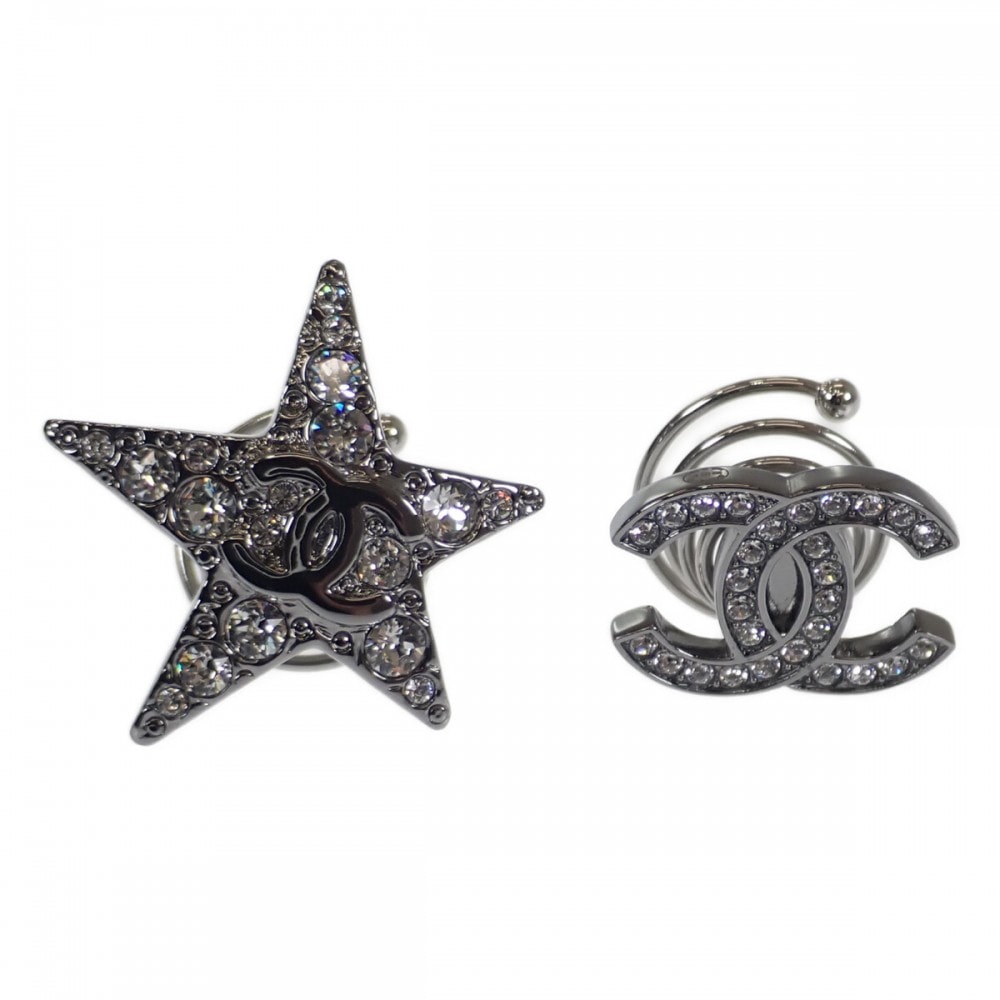 シャネル CHANEL ココマーク スター 2個セット ヘアアクセサリー GP ラインストーン シルバー レディース【中古】【Aランク】