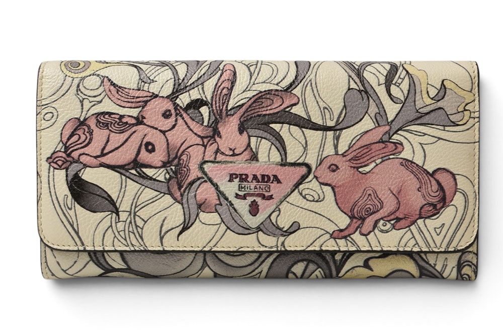 プラダ 長財布 PRADA ジェームス・ジーン ラビットプリント グレースカーフ コラボレーション アートデザイン【中古】
