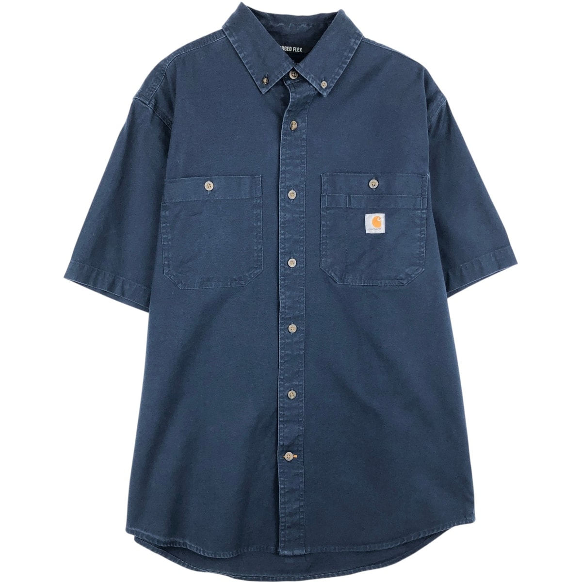 古着 カーハート Carhartt RELAXED FIT ボタンダウン ダック地 半袖 ワークシャツ メンズM相当/eaa641220