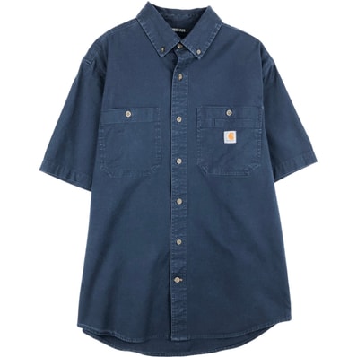 古着 カーハート Carhartt RELAXED FIT ボタンダウン ダック地 半袖 ワークシャツ メンズM相当/eaa641220