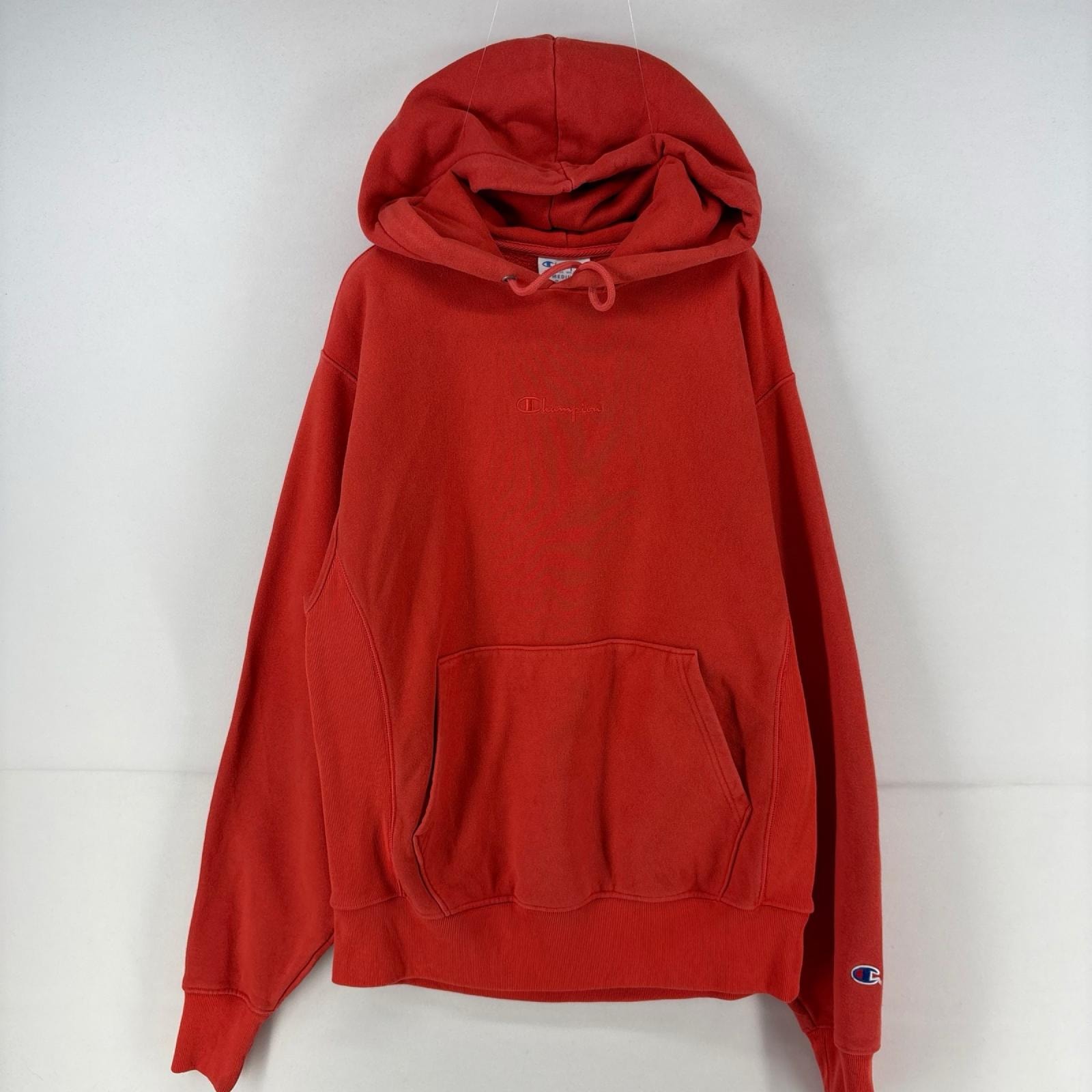 古着 チャンピオン Champion スウェット リバースウィーブ ワンポイント センターロゴ スウェット M  オレンジ 無地 メンズ