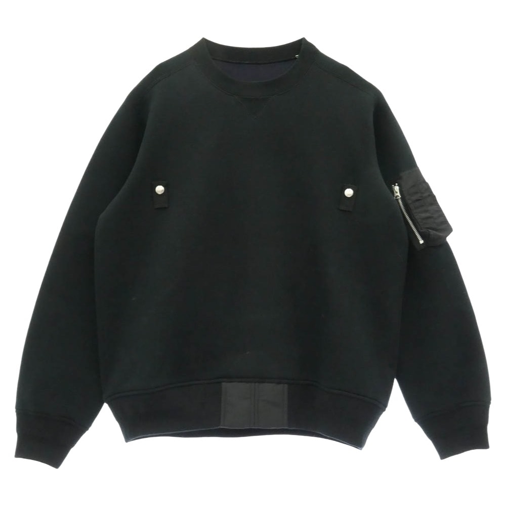 Sacai サカイ 25AW 25-03789M Sponge Sweat Pullover ジッパーポケット プルオーバー スポンジ スウェット ブラック系 2【中古】