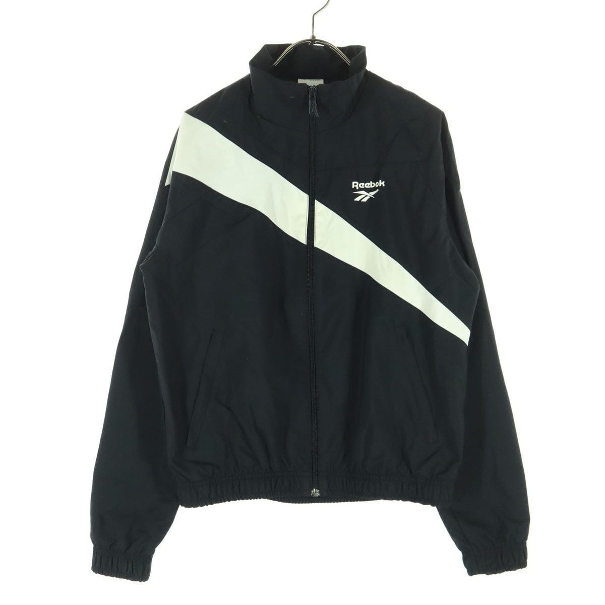 Reebok リーボック ナイロン ワンポイントロゴ 長袖 バイカラー ブルゾン S ブラック