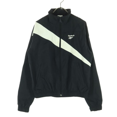 Reebok リーボック ナイロン ワンポイントロゴ 長袖 バイカラー ブルゾン S ブラック