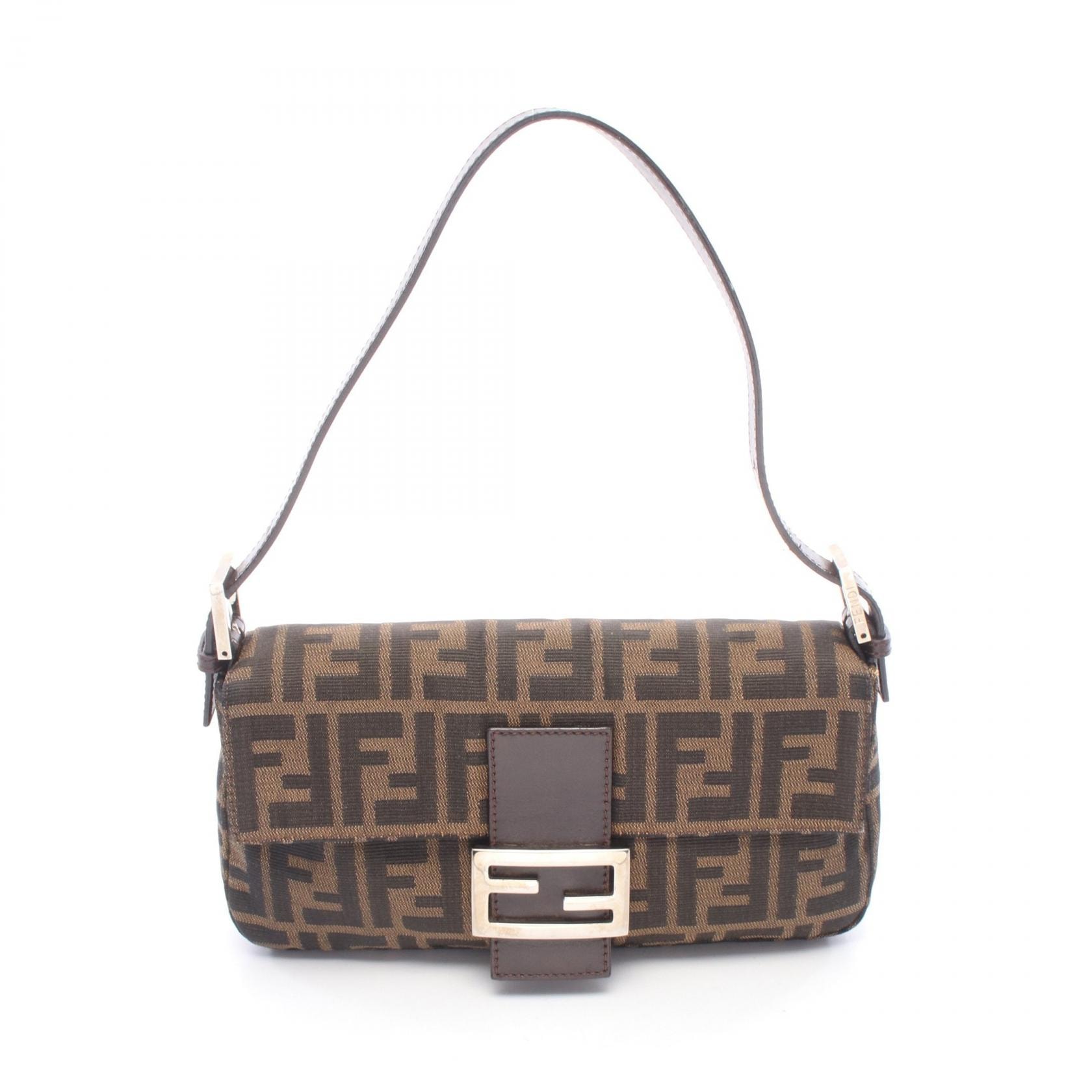 フェンディ FENDI マンマバケット ハンドバッグ バッグ キャンバス レザー レディース ブラウン系 【中古】