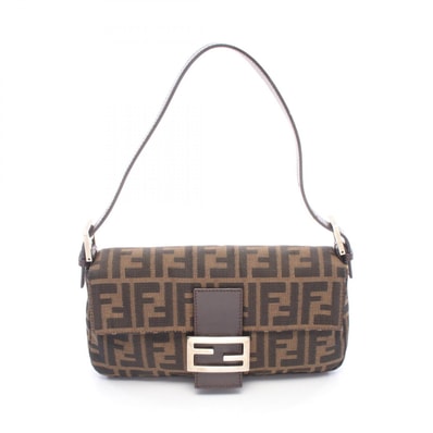 フェンディ FENDI マンマバケット ハンドバッグ バッグ キャンバス レザー レディース ブラウン系 【中古】