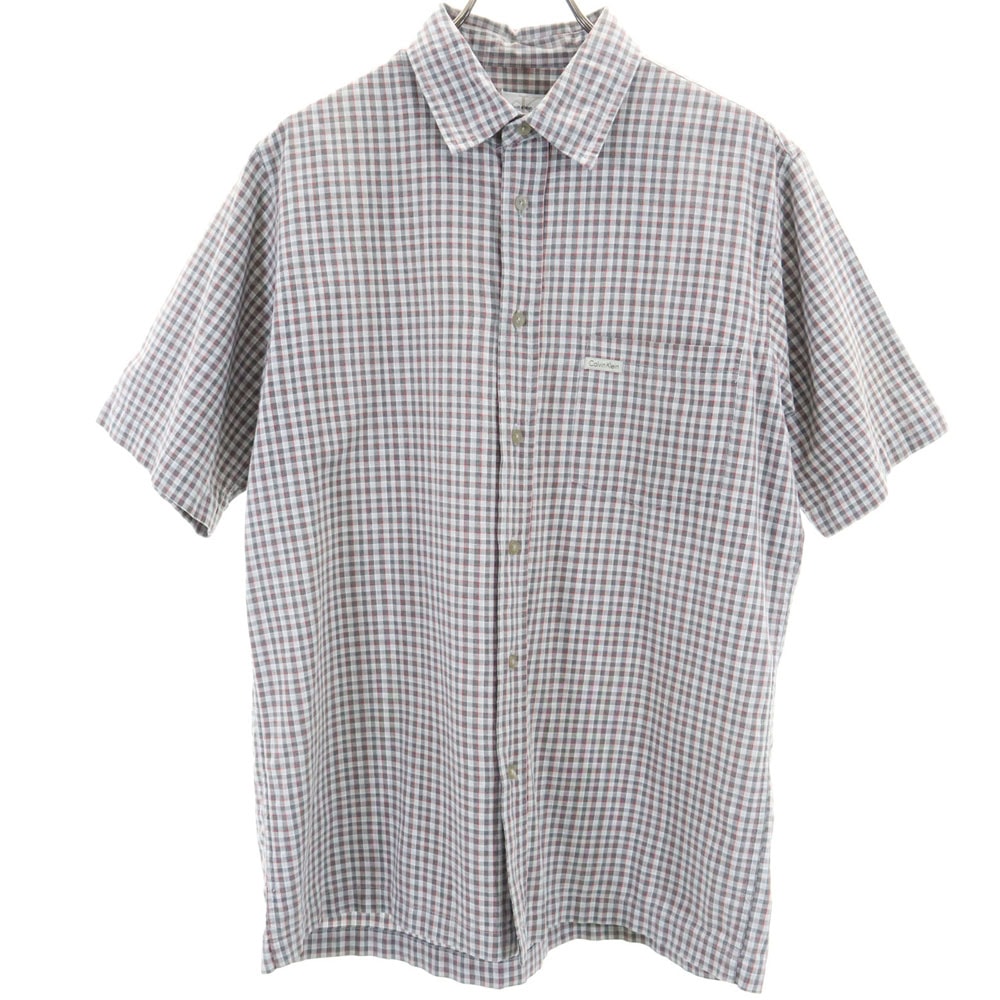 Calvin klein Jeans カルバンクラインジーンズ 半袖 チェックシャツ S グレー