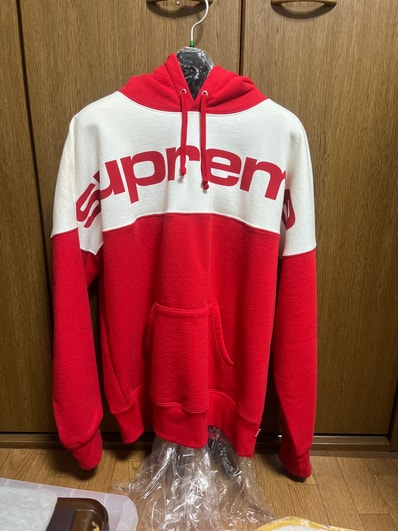 Supreme Blocked Hooded Sweatshirt "Red/White"